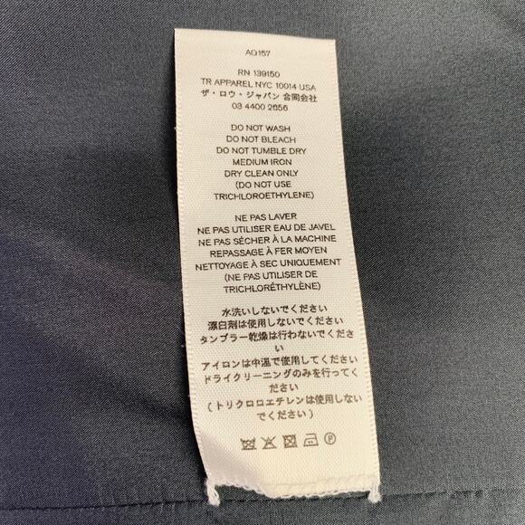 THE ROW Size 12 Grey Sage Silk Single Breasted Coat - Picture 9 of 9